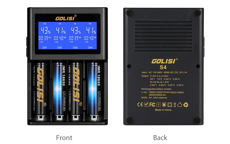 Golisi S4 2.0A Smart Charger with LCD Screen LOLISI 43 4 43 4 839 39 CH1 CH2 CH3 CH4