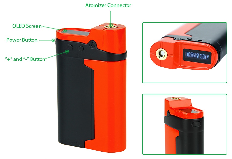 VAPMOD Spartans 300W TC MOD Atomizer connector OLED Screen Power Button and Button 300