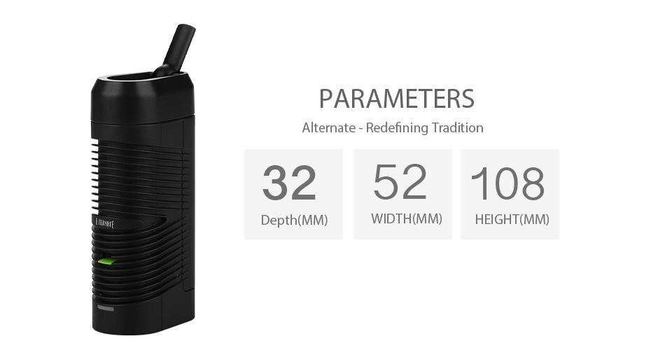 Vivant Alternate Loose Leaf Vaporizer PARAMETERS Alternate Redefining Tradition 3252108 Depth MM WIDTH MM HEIGHT MM