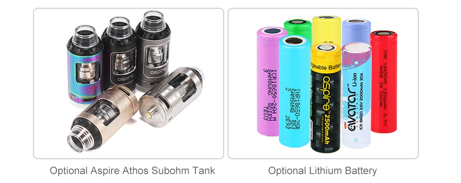 Aspire Speeder 200W TC MOD G l65 Optional Aspire Athos Subohm Tank Optional Lithium Battery