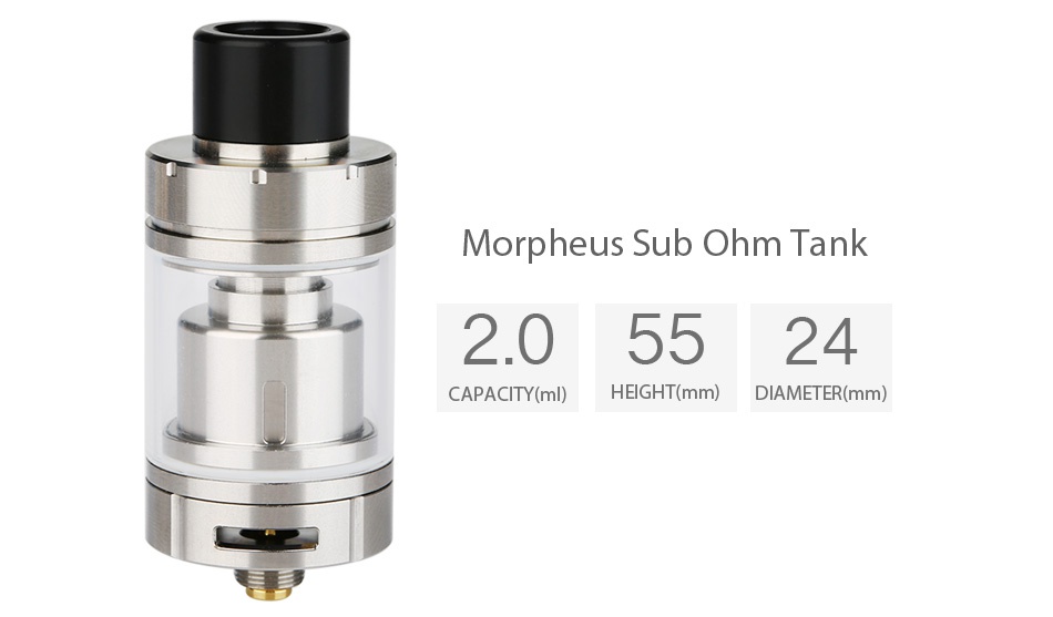 Vaportech Morpheus Subohm Tank 2ml Morpheus sub ohm Tank 2 05524 CAPACITY ml HEIGHT mm DIAMETER mm