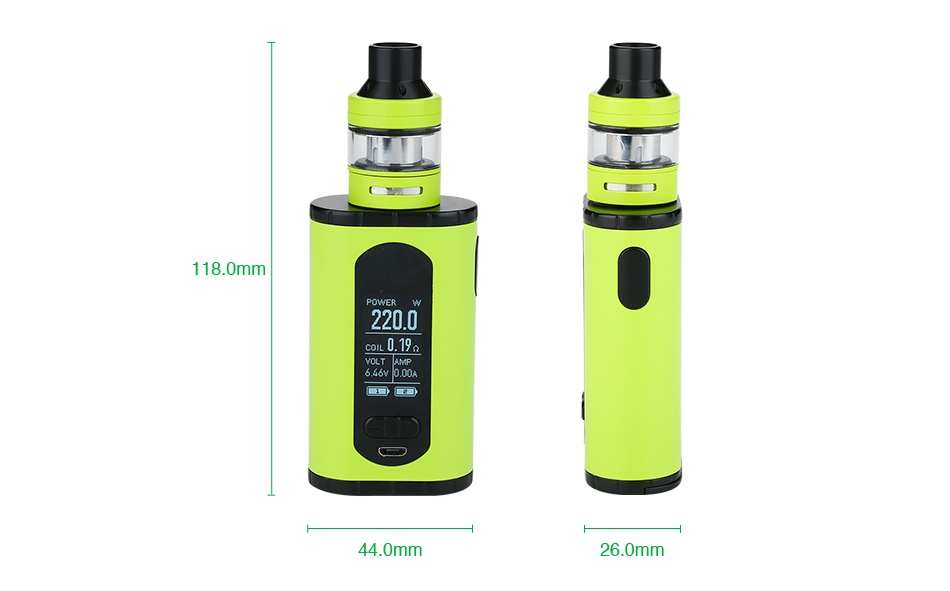 Eleaf Invoke 220W with Ello T TC Kit 8 0m 2200    44 0mm 26 0mm