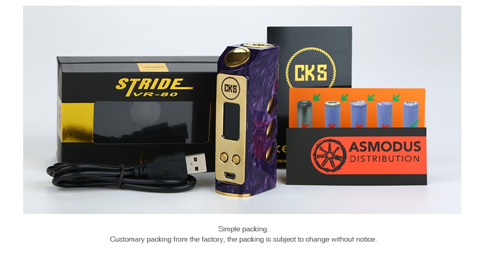 CKS Stride VR-80 TC MOD CRS STlE ASMODUS DISTRIBUTION Simple packin Customary packing from the factory the packing is subject to change without notice