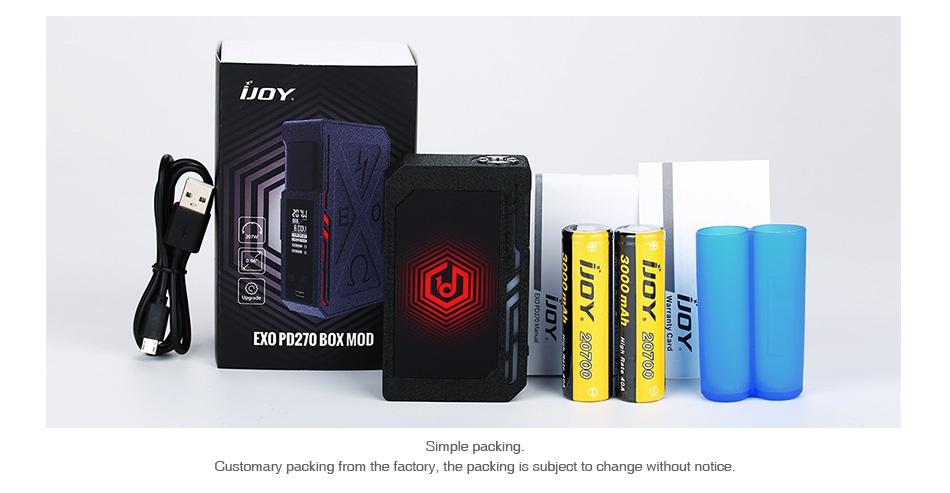 IJOY EXO PD270 207W 20700 TC MOD 6000mAh Y EXO PD270 BOX MOD cking from the factory the packing is subject to change without notice