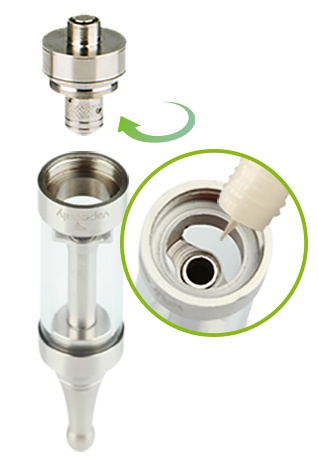 VapeOnly vAir D16 Clear Atomizer 2ml Turning the control valve to the When you turn control valve to the The air inlet becomes the biggest rightmost you will get the smallest middle you can take normal dra when the control valve is turned to air inlet which means you have to he leftmost you ca