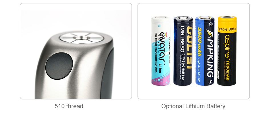 Venvii Baby Ness 120W 21700 TC Box MOD geable batt 510 thread Optional Lithium Battery